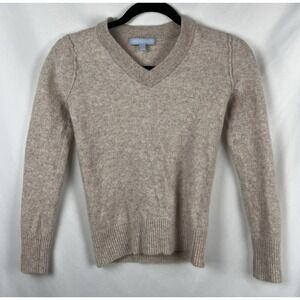 Antonio Melani Maddie 100% Cashmere V-Neck Sweater Long Sleeve Small Oatmeal